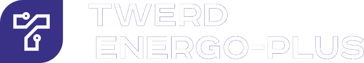 Logo oficial de TWERD ENERGO-PLUS en versión blanca para variadores de frecuencia y equipos de potencia